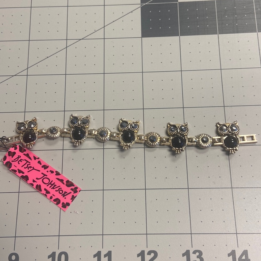 Rhinestone Owl Betsey Johnson Bracelet 6” #73